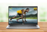 Refurbished Side view of Dell Latitude 5420 i7 laptop on a wooden desk, showing USB ports and display bezel with privacy shutter.