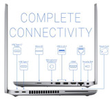 Refurbished A laptop computer with an Intel 11th generation i7 processor and NVMe SSD, featuring a display panel showing ports and