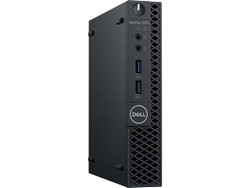 Refurbished Left front corner view of Dell OptiPlex 3070 Micro i7 9th Gen computer showing RAM slot and ports on front panel.