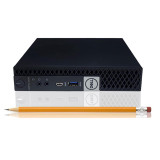 Refurbished The front view of a refurbished Dell OptiPlex 5070 Micro i7 desktop computer showing the Intel i7-9700T processor, 16GB DDR4