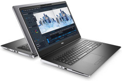 Refurbished Left side view of Dell Precision 7760 Xeon W-11855M 64GB RAM Nvidia A4000 laptop showing ports, touchpad, and brand logo
