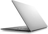 Refurbished Front view of a silver Dell XPS 15 7590 laptop, open at a slight angle to show keyboard and trackpad, with touchscreen