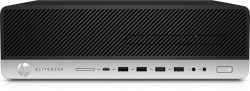 Refurbished Left side view of HP EliteDesk 800 G5 SFF i5 16GB RAM SSD Windows 11 Pro Computer, showing ports, including USB-C and HDMI.