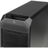 Refurbished Rear panel view of HP workstation tower featuring a black color scheme, ventilation grilles, ports, and a model logo.