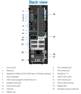 Refurbished The back view of a Dell Precision 3430 SFF workstation PC, featuring a 6-core Intel i5 processor, upgradeable to 4.1GHz,